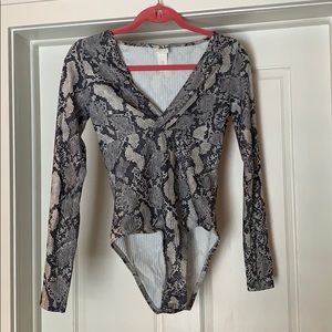 H&M Long Sleeve Snakeskin Bodysuit